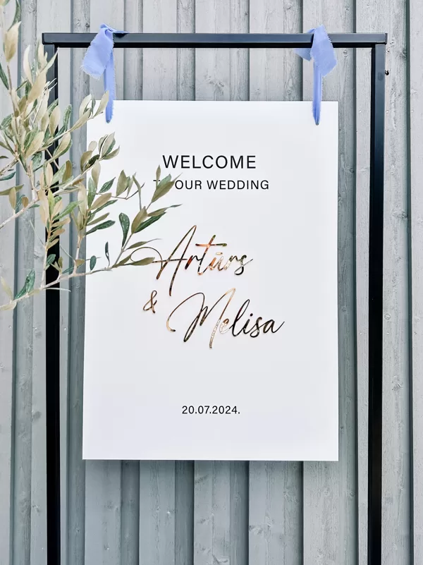 Welcome (viesu sagaidīšanas plāksne) no balta organiskā stikla